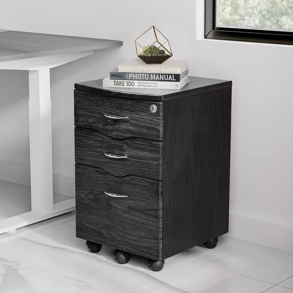 Techni Mobili Rolling Storage and File Cabinet Mahogany