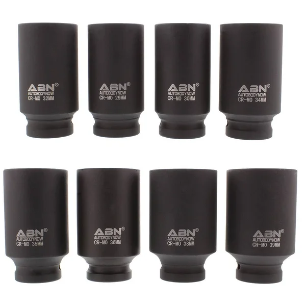 Abn 1/2x22 inch Drive 12 Point Spindle Thin Wall Axle Nut Socket 8-Piece Metric Set – 12pt Install - Removal, Repair