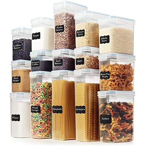Large Set of 30pc Airtight Food Storage Containers (15 Container Set) - Amsha Kitchen & Pantry Organization - BPA-Free Plast