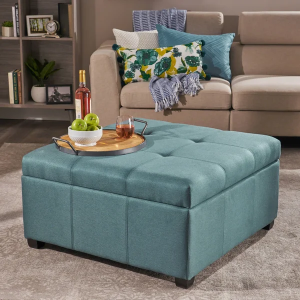 Christopher Knight Home Carlsbad Fabric Storage Ottoman, Dark Blue