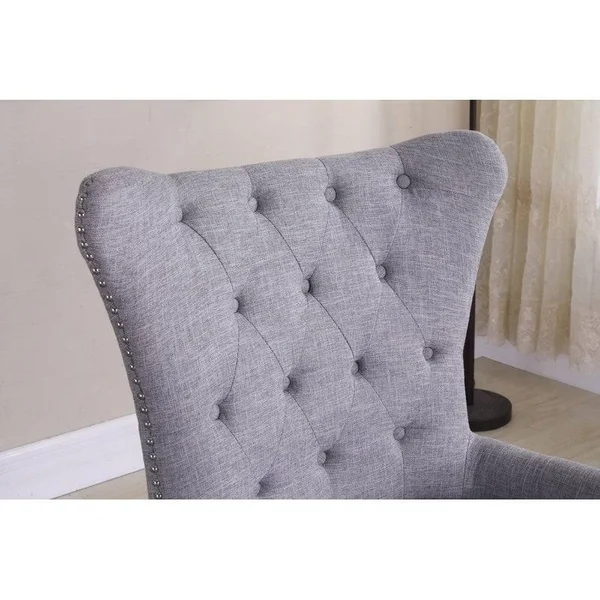 Nathaniel Home 60000-18TP Button Tufted Elegant Accent Chair Taupe