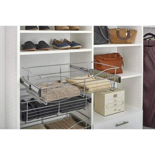Rev-A-Shelf 24 in. x 11 in. Chrome Closet Pull-Out Basket - Grey