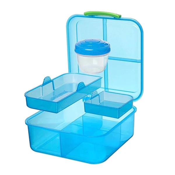 Sistema Lunch Collection Bento Cube, Solid Assorted Colors with Contrasting Klips, 7.28 x 6.61 x 3.03