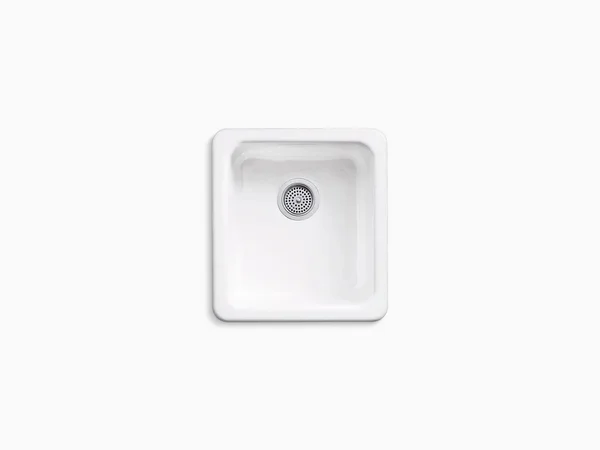 KOHLER K-6584-95 Iron/Tones 17 In. x 18-3/4 In. Top-Mount/Undermount Single Bowl Kitchen Sink, Ice Grey
