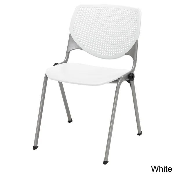 KFI Kool Series Polypropylene Stack Chair with Perforated BACK, White Finish