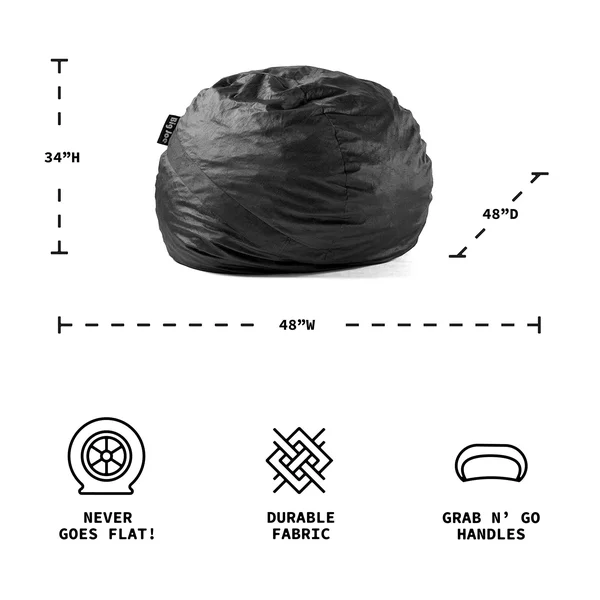 Big Joe Large Fuf, Bean Bag Chair, Black