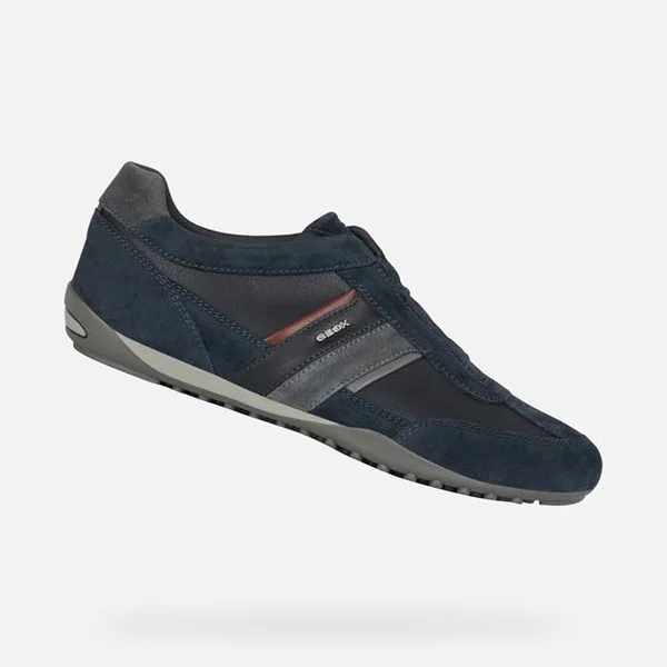 Geox Shoes Wells Man Navy Blue and Dark Burgundy - Size 7