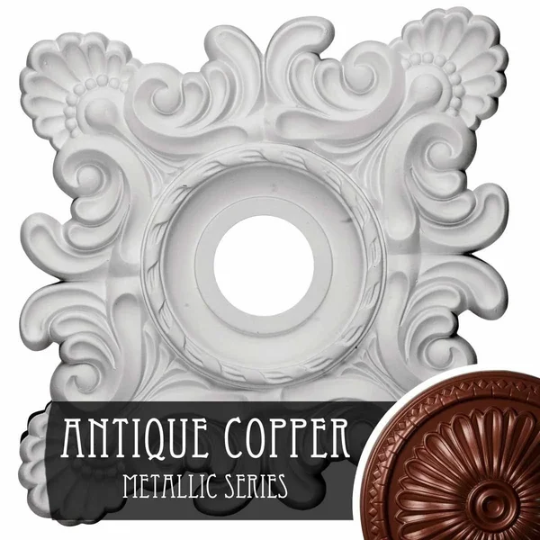 18x22W x 18x22H x 3 1/4x22ID x 1 1/2x22P Crawley Ceiling Medallion (Fits Canopies Up to 6 3/4x22), Hand-Painted Smokey Topaz