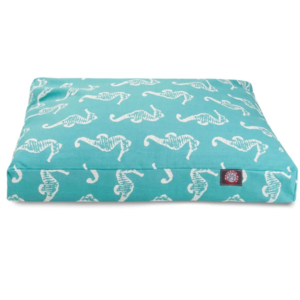 Majestic Pet Teal Sea Horse Medium Rectangle Pet Bed - 36 x 29 x 4