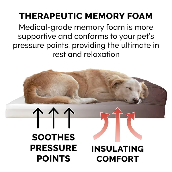 FurHaven Memory Foam Quilted Sofa-Style Pet Bed - Coffee, Large