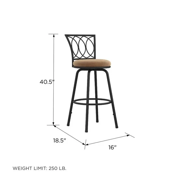 Pemberly Row Upholstered Seat Swivel Barstools in Tan Microfiber (Set of 3)