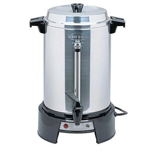 West Bend 13500 55-Cup Polished-Aluminum Commercial Coffee Urn Silver