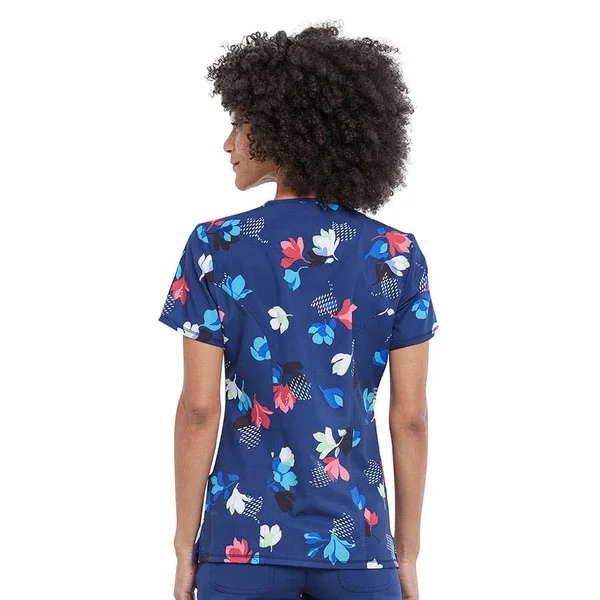 Cherokee Women's Short Sleeve Round Neck Scrub Top - Two Tone Tulip - M - North 40 Outfitters