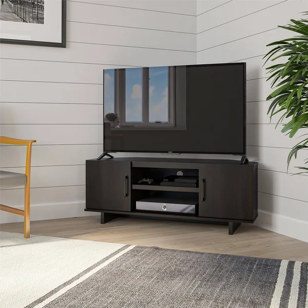 A Design Studio Fleur Corner TV Stand for TVs Up to 50x22 - Brown