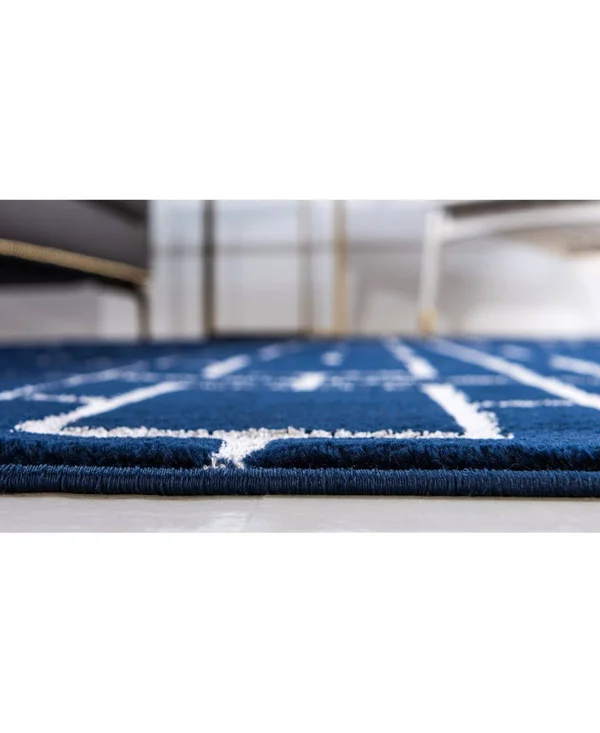 Marilyn Monroe Deco Glam Geometric Area Rug - 4& x 6& - Navy Blue/Silver