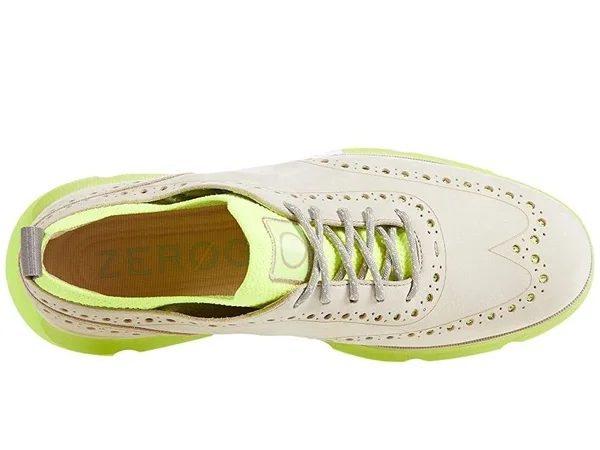 Cole Haan 4.Zerogrand Wing Tip Oxford Men's Shoes Cement Nubuck/Safety Yellow : 10.5 W - Wide