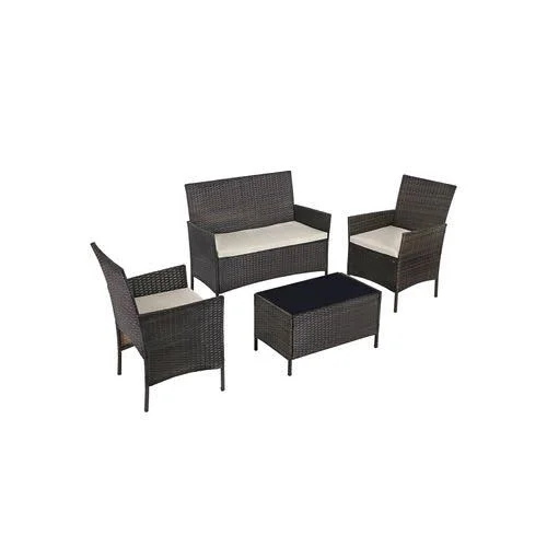 SONGMICS Patio Furniture Set - PE Wicker Outdoor Furniture, for Porch Deck Backyard Outside Use, Brown and Beige UGGF002BR1
