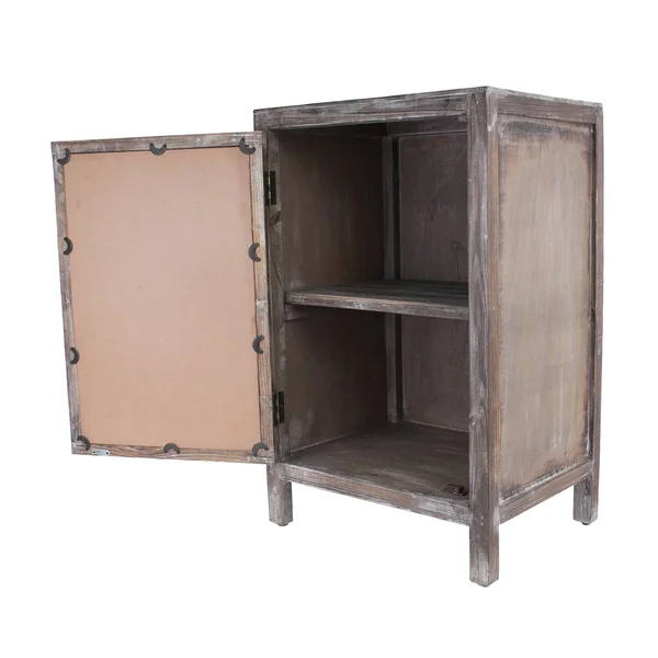 Decor Therapy Quatrefoil Distressed Gray Mirror Accent End Table