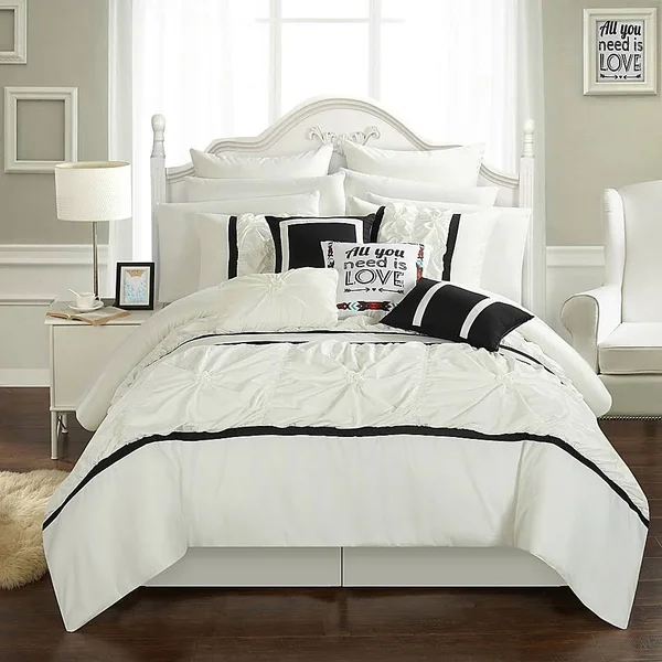 Chic Home Palmetto 16-Piece King Comforter Set in White