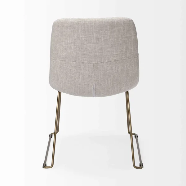 HomeRoots 380431 Cream Fabric Seat with Gold Metal Frame Dining Chair - 33 x 24.3 x 19
