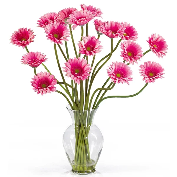 Nearly Natural Gerber Daisy Liquid Illusion Silk Flower Arrangement Red