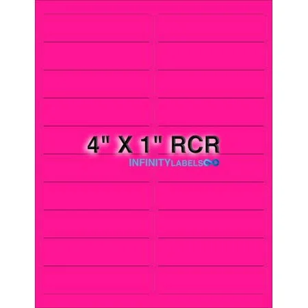 Infinity Labels Fluorescent Pink Paper [200 sheets] 4 x 1 Laser Sheets. 20 Labels per Sheet