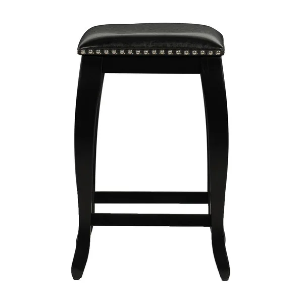 Linon San Francisco 24x22 Wood Backless Square Top Counter Stool in Black - CYMX326