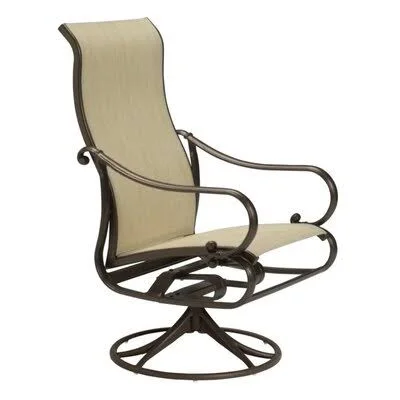 Radiance Swivel Patio Dining Chair Tropitone Frame Color: Greco - Fabric: Luxor