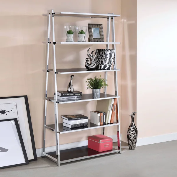 Acme Furniture Coleen Bookshelf - Red High Gloss & Chrome