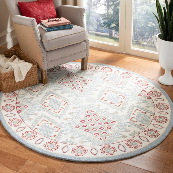 Safavieh Micro-Loop MLP511M 4&0x22 x 6&0x22 Ivory, Blue Area Rug