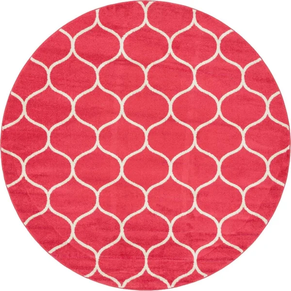 Unique Loom Rounded Trellis Frieze Rug - 8& 0 x 8& 0, Round