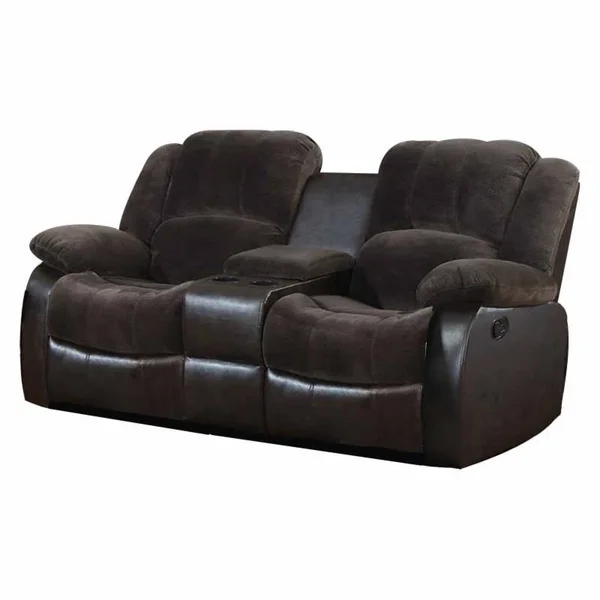 NH Designs Champion and Faux Leather Motion Loveseat and Console Gray