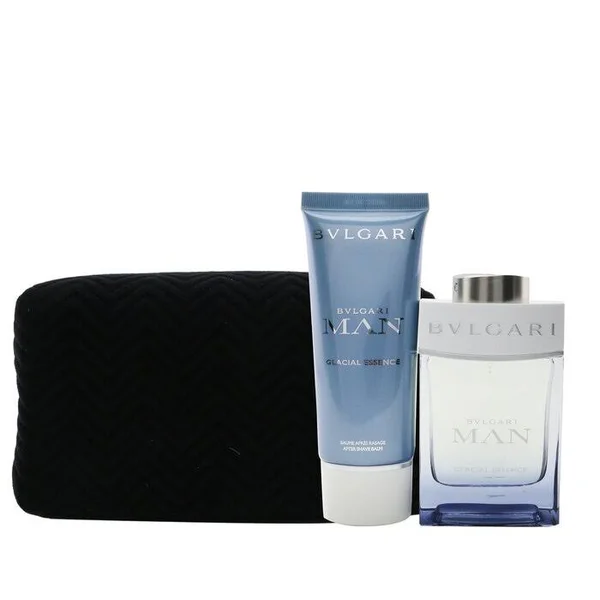 Bvlgari Man Glacial Essence Coffret: Eau De Parfum Spray 100ml/3.4oz + After Shave Balm 100ml/3.4oz + Pouch (X&mas Edition) 2pcs