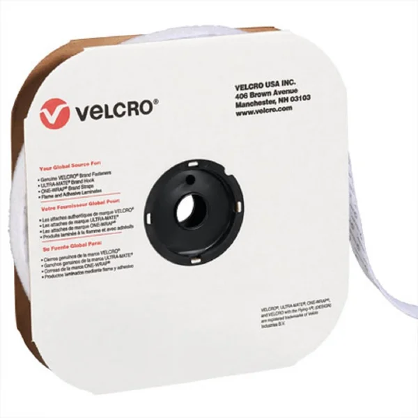 Velcro Tape Strips -white Hook 1x22 x 75& - 1 Roll