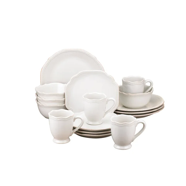 Lenox French Perle Bead 16-Piece Dinnerware Set in White