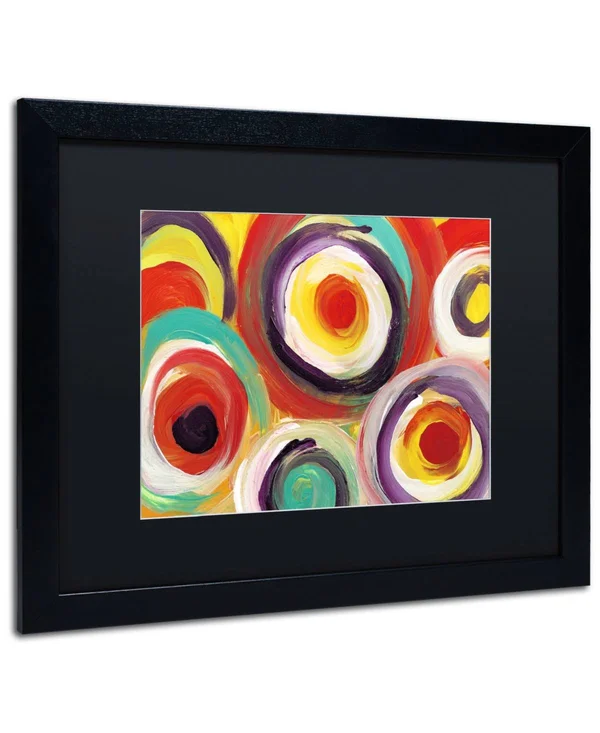 Trademark Fine Art Bright Bold Circles 2x22 by Amy Vangsgard Framed Painting Print - Matte Color: Black - Size: 16x22 H x 20x22 W