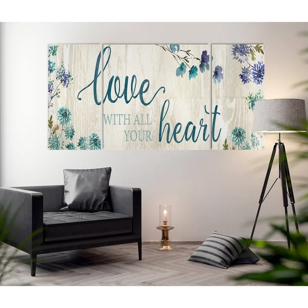 Wexford Home 'Love with All Your Heart' Canvas Premium Multi Piece Art - Extra Large