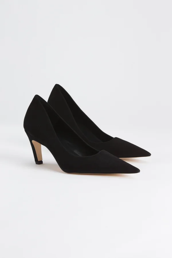 Good American Women's Icon Pump 75 in Suede Black - Extended Width/Extra Wide Size 8