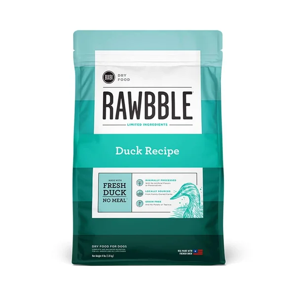 Rawbble Dry Dog Food - Grain Free Duck Recipe 24 lbs