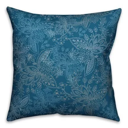 Blue Paisley Pattern 20x20 Spun Poly Pillow Cover