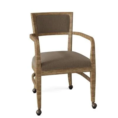Naples Upholstered King Louis Back Arm Chair Fairfield Chair Body Fabric: 8789 Juniper, Frame Color: Rustic Portobello