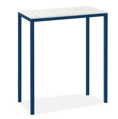 Room & Board - Modern Parsons 2 Person Patio Bar Table w/ Leg 18d 42h 1.5x22 in White, 36W 18d 42h, Marbled White UV Quartz
