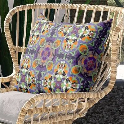 Clover Leaf Floral Suede Zippered Pillow with Insert Light Aqua Blue Bungalow Rose Size: 20x22 x 20