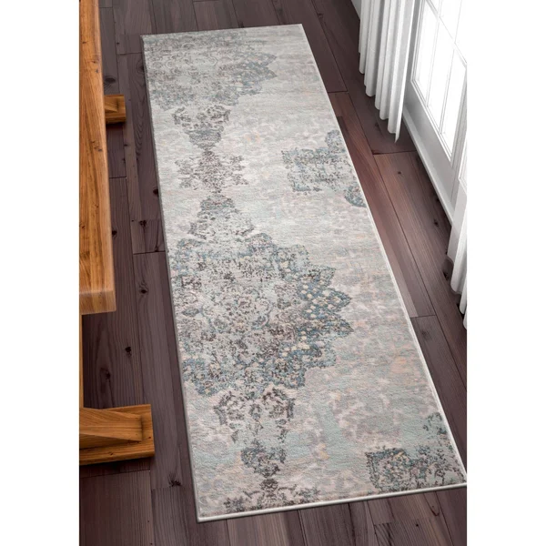 Well Woven Modern Vintage Medallion Blue Runner Rug - 2&7x22 x 9&10