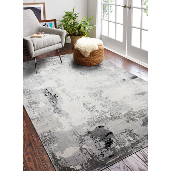 Bashian Capri Hermione 7&9x22 x 9&9x22 Area Rug in Beige and Gray