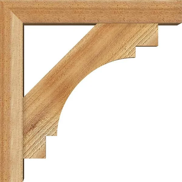 Ekena Millwork 1463008 4x22W x 16x22D x 16x22H Merced Block Rough Sawn Bracket w/ Offset Brace, Western Red Cedar
