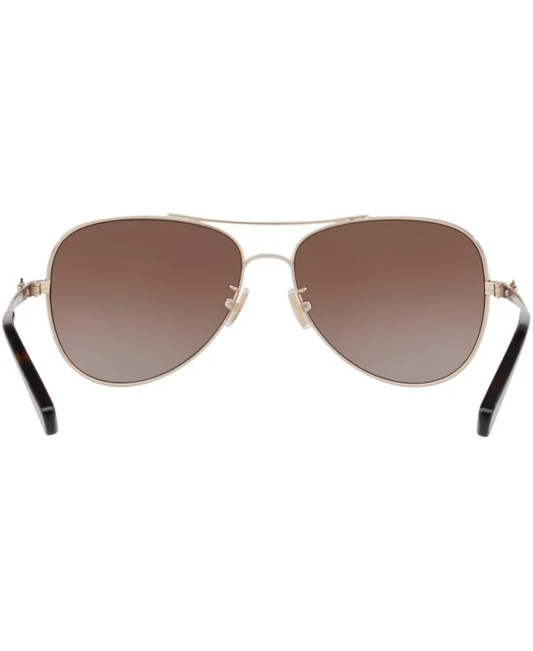 Coach Women's Polarized HC7074-90018J-59 Aviator Sunglasses, Silver/Purple