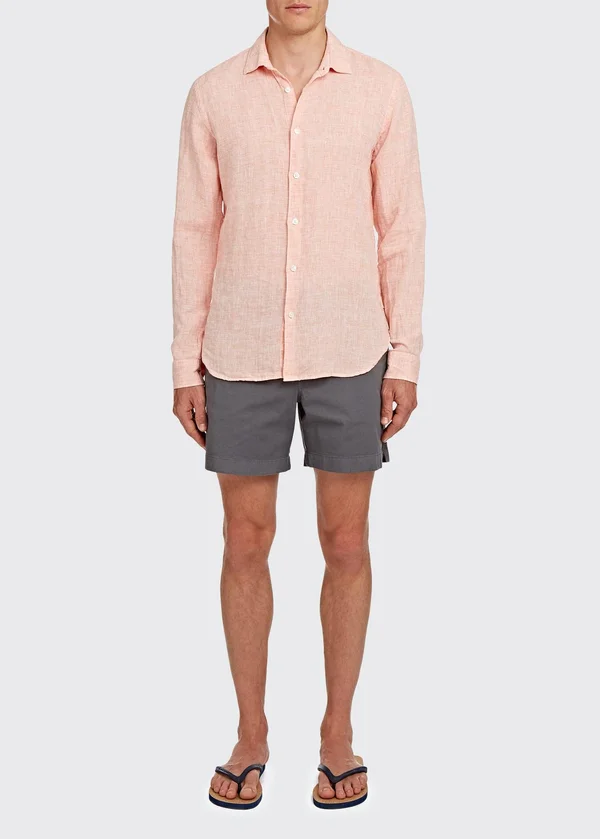 Orlebar Brown Men's Giles Linen Shirt - Orange - Size Medium