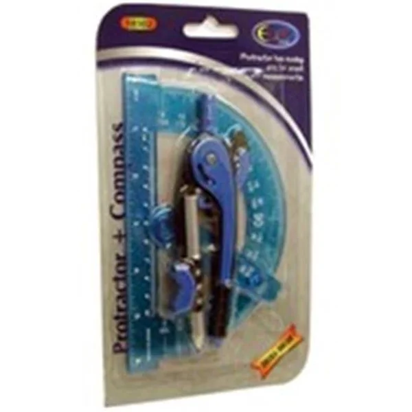 Case of [48] Protractor + Compass - 2 Pack - Assorted Colors