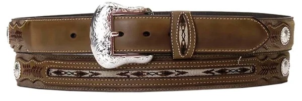 Nocona Mens Top Hand Fabric Inset Belt